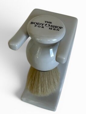 The Body Shop For Men Vintage White Shaving Brush Ceramic Holder Wet Shave
